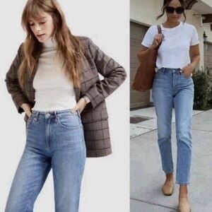Everlane Original Cheeky Jean Organic‎ Cotton Size 25 Crop Womens Blue Denim Zip